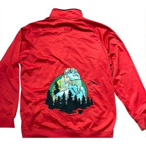Vtg LRG Jacket Mens XXL Y2K Head In The Cloud Full Zip Red Textured Roots People